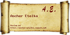 Ascher Etelka névjegykártya